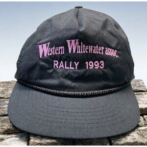 Western Whitewater Assoc Rally Snapback Hat Vintage 90s Black Corded Speedway